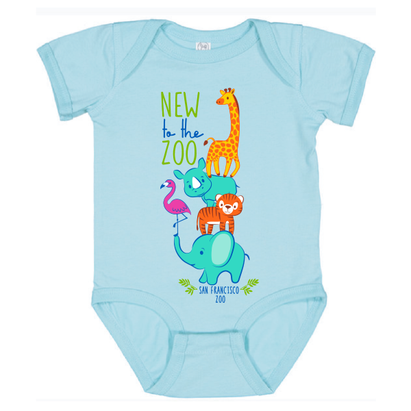 STACKING ZOO INFANT ONESIE BLUE